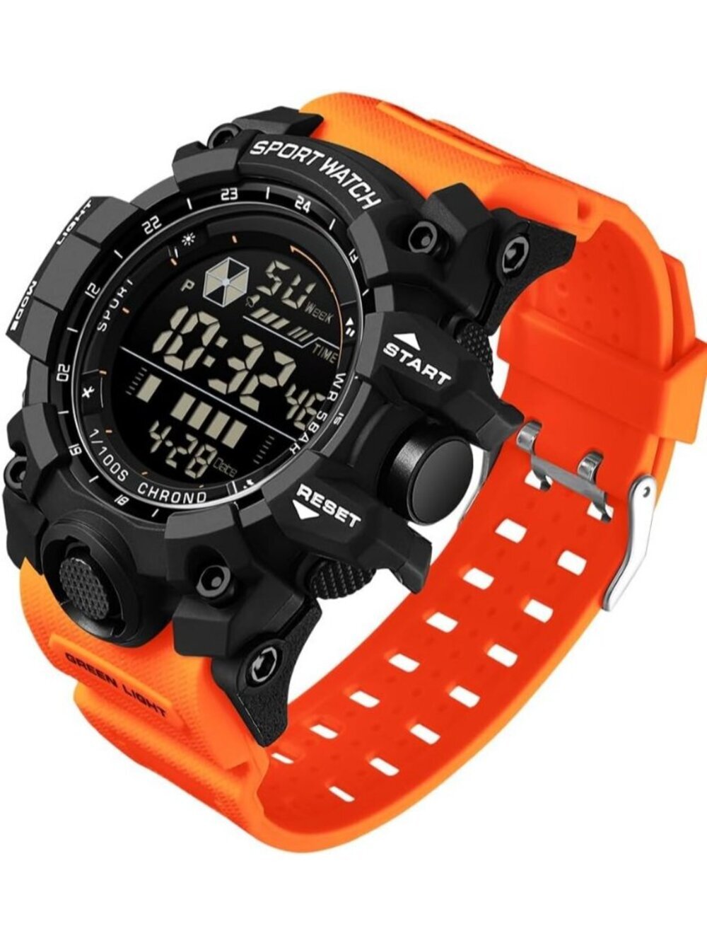 Men's Orange Analog Quartz Electronic Military Multifunction LED Digital Watch